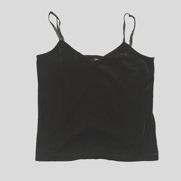PajamaGram Black Velvet Camisole Womens MEDIUM Adjustable Straps Goth Dark Fairy - Picture 1 of 7